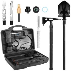 Multifunctional Shovel Axe Set Camping Survival Shovel Multitool Emergency Survival Gear with Extension Handles Carrying Box
