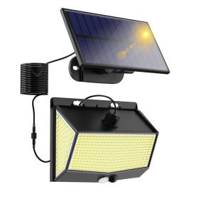 Solar Powered Wall Lights Motion Sensor Outdoor Lamps with Separate Solar Panel 3 Modes 468Pcs Beads Max 120ensing Angle IP65 Waterproof Lights for
