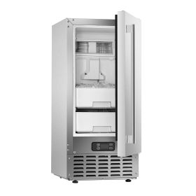 VEVOR Undercounter Built-in Ice Maker, 66 Lbs/Day Under Counter Nugget Ice Maker Machine with Reversible Door Stainless Steel