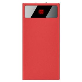 20000mAh Power Bank Ultra Thin External Battery Pack Phone Charger Dual USB Flashlight Battery Remain Display (Option: Red)