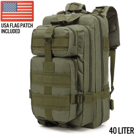 bsgXG-MB40 - Large Tactical Backpack Survival Assault Bag 40 Liter (Color: Army Green)