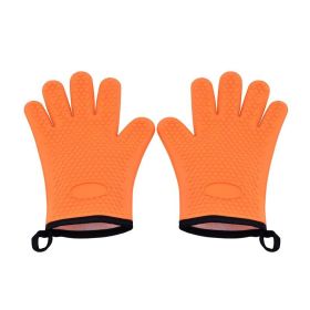 Oven Gloves with Hangable Design for Household Kitchen (Color: Orange, Type: Grill Supplies)