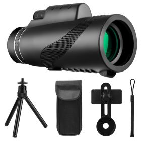 1Pc 80x100 HD Monocular Telescope For Adults BAK-4 Prism High Power Monocular For Smartphone With FMC Lens Phone Adapter Tripod Case For Bird Wat (Option: Black)